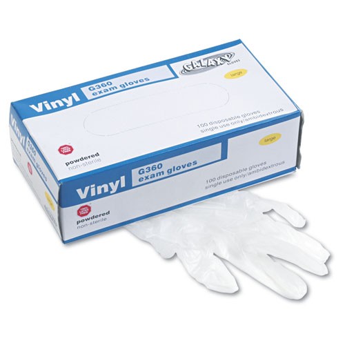 MEDICAL GRD VINLY EXAM GLOVE LG 5 MIL CLE WHI 100